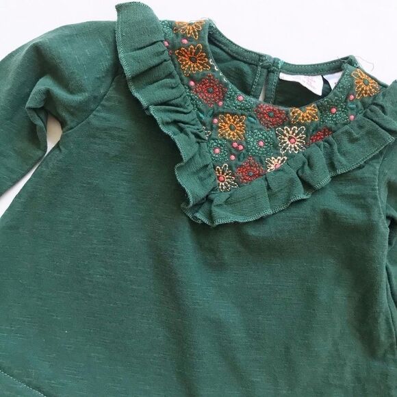 Zara green ruffle long sleeve top GUC  6-9 months - Picture 2 of 3